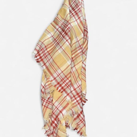 Tan and Burnt Orange Plaid Soft Woven Blanket Scarf - Picture 2 of 4